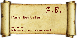 Puns Bertalan névjegykártya